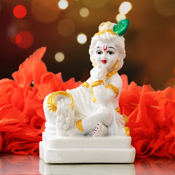 Gold White Gopal - The Earth Store - God Statue